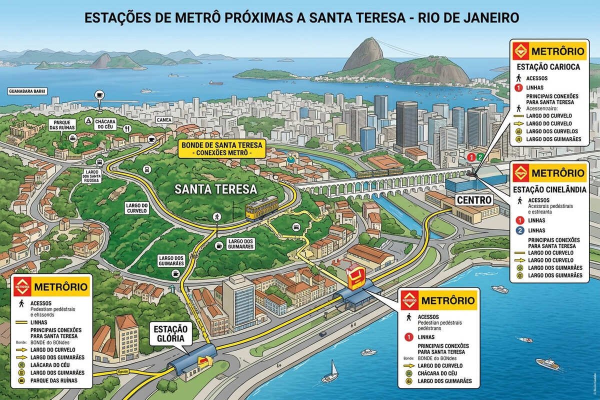 Estações de Metrô Próximas a Santa Teresa no Rio de Janeiro