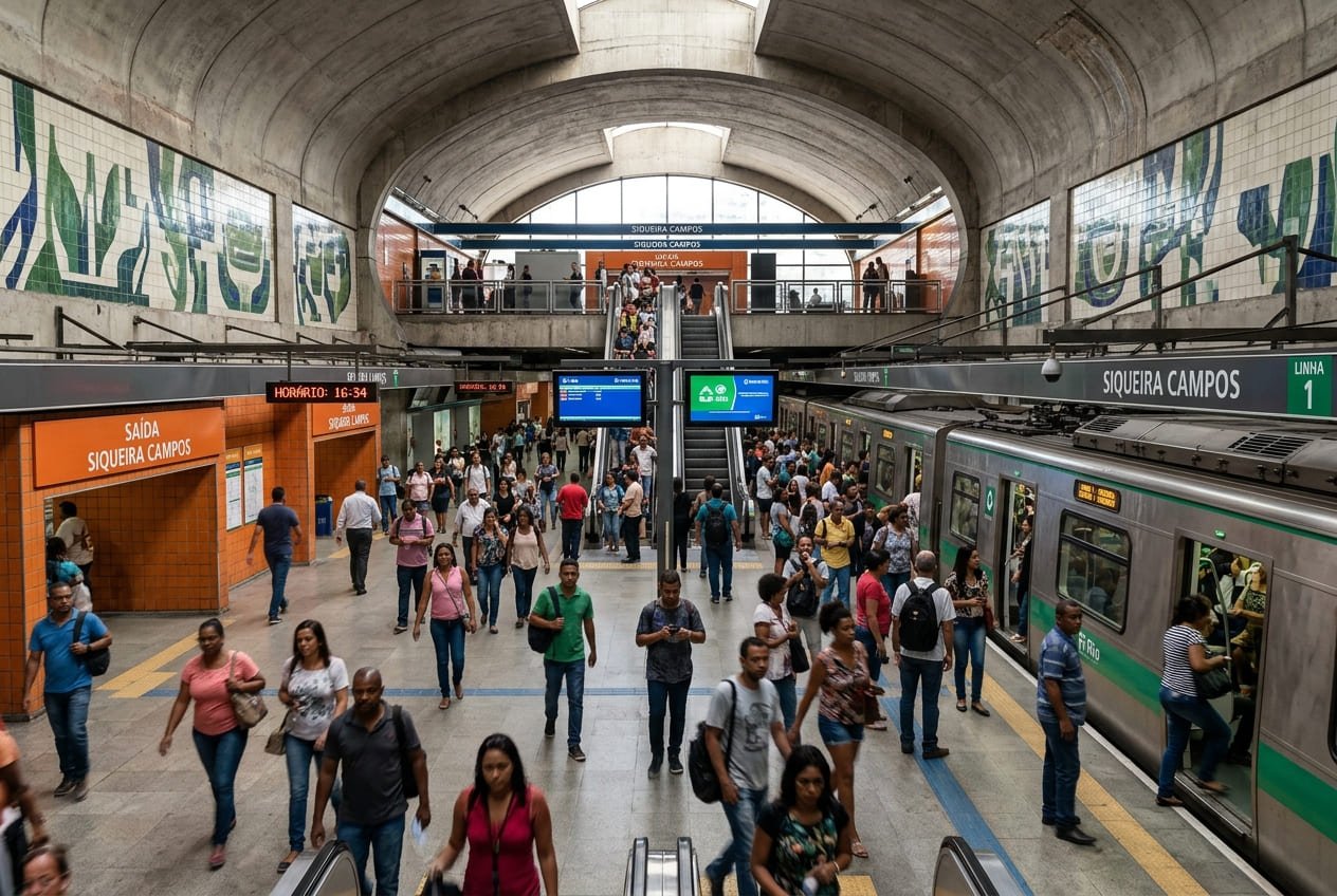 Estação Siqueira Campos — a mais próxima segundo aplicativos de mobilidade