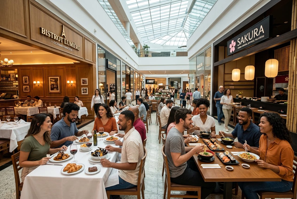 Gastronomia de Shopping e Opções para Pré e Pós-Teatro