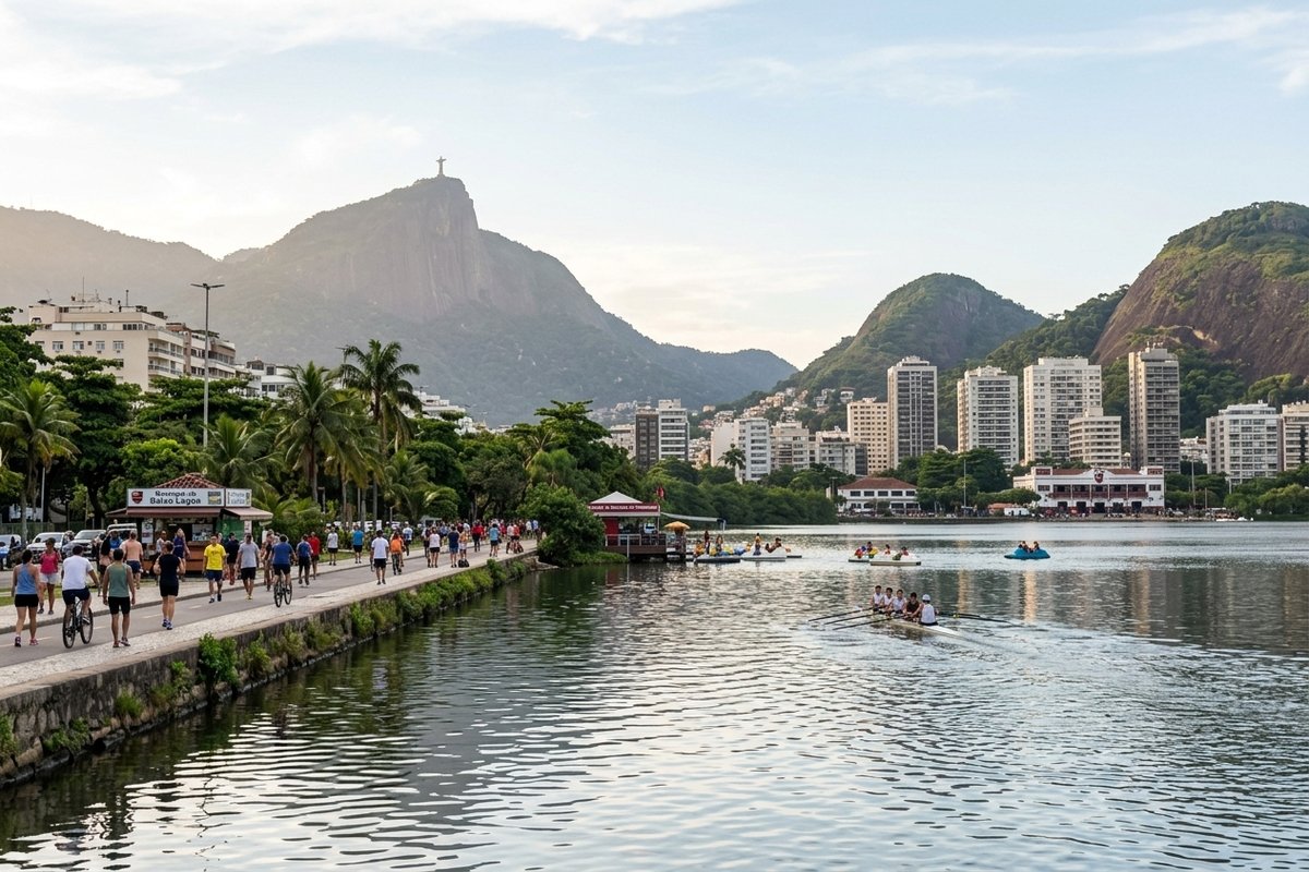 Pontos turísticos no bairro da Lagoa no Rio de Janeiro