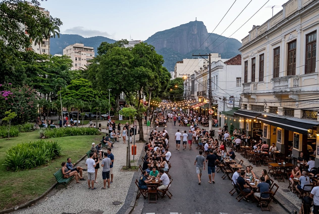 Praça Santos Dumont e Rua José Roberto Macedo Soares- O Coração do Baixo Gávea