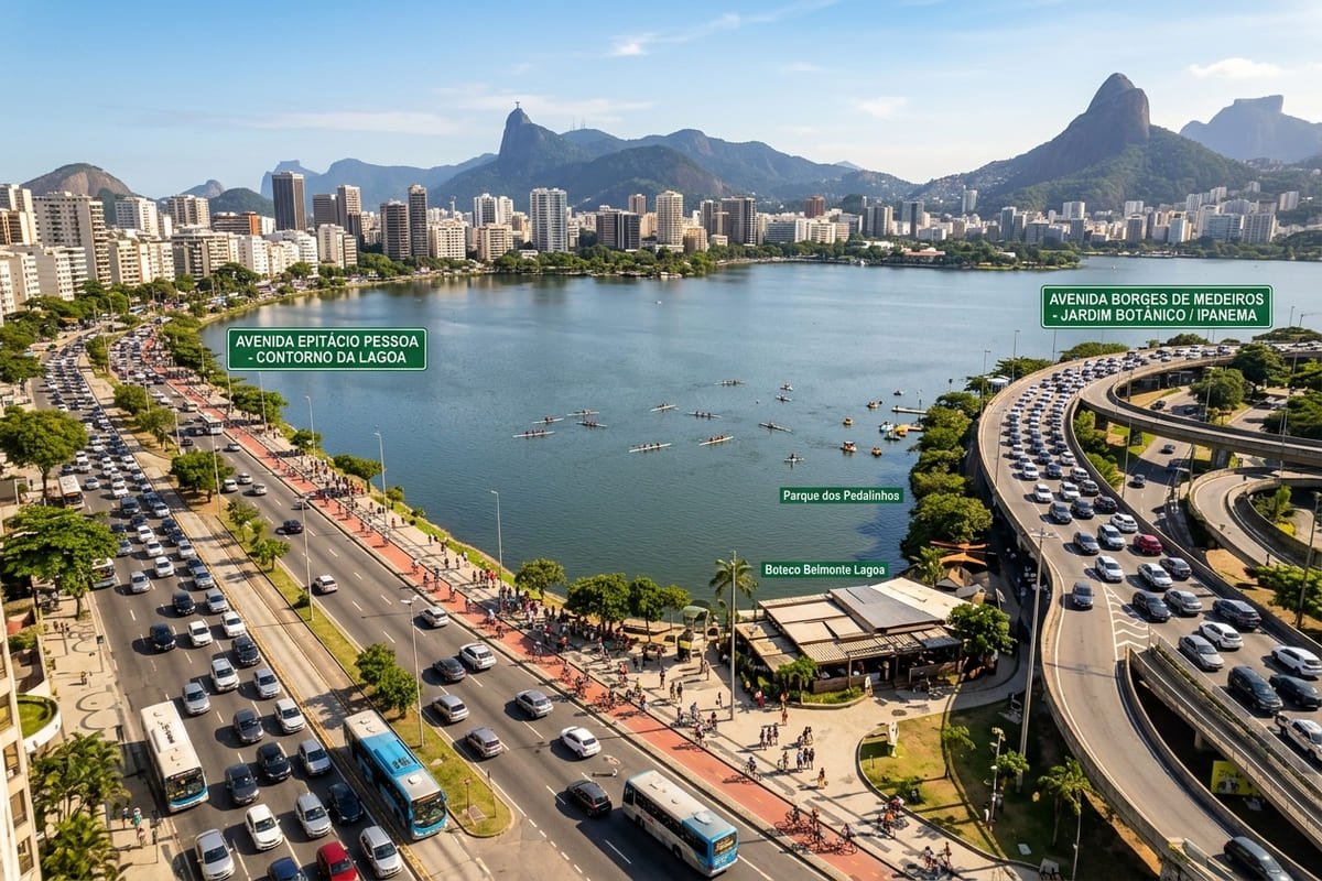 Principais ruas e avenidas na Lagoa no Rio de Janeiro